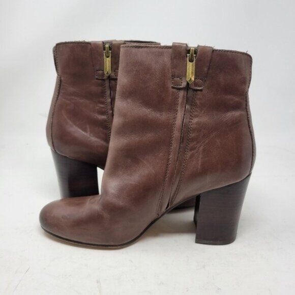 Sam Edelman | Fairfield Stacked Heel Dark Brown Leather Ankle Bootie - Picture 7 of 11